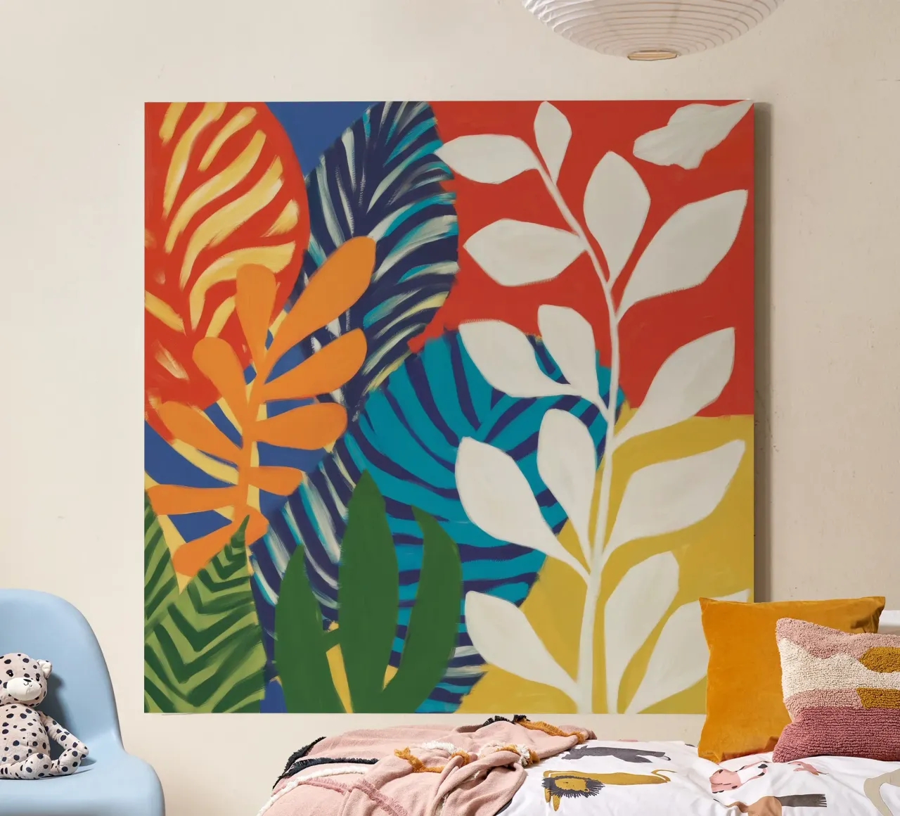 Karmijnrood wintergroen canvas met Baklijst van Dawn Light