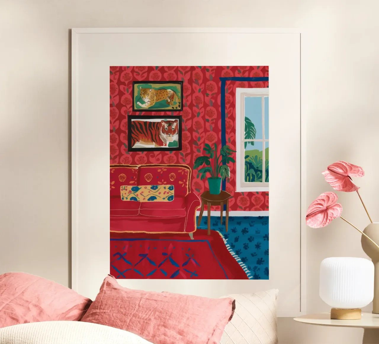 Arazzo della Camera Scarlatta poster con telaio in legno da Pan Denim