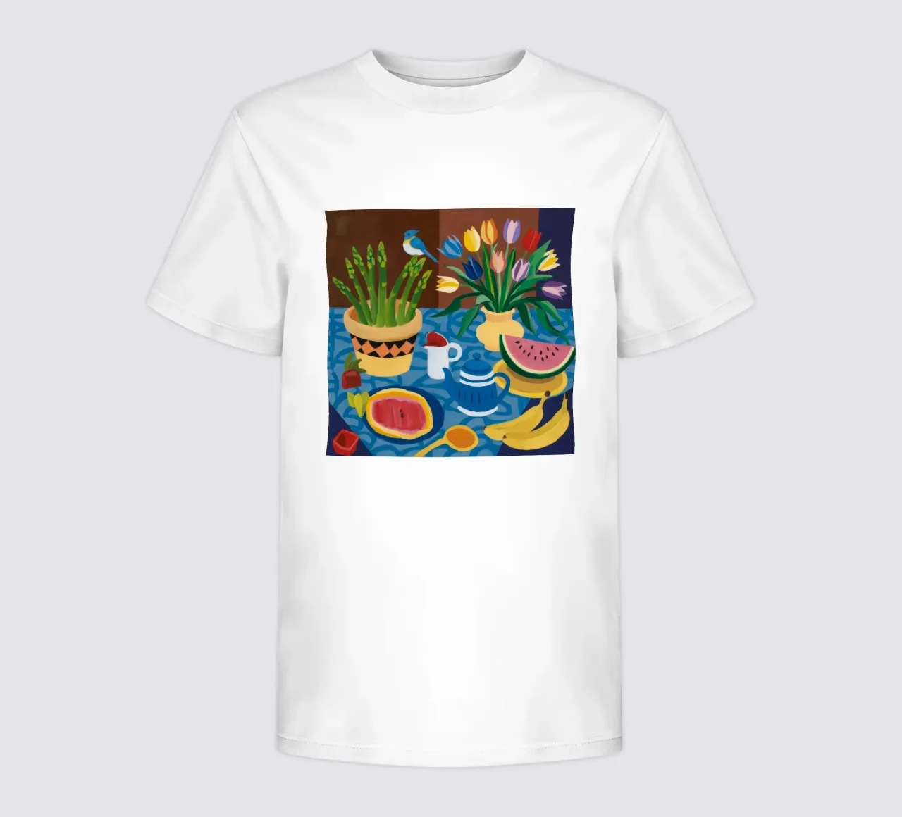 Verdant Tabletop Feast kids t-shirt by Fable Tempa