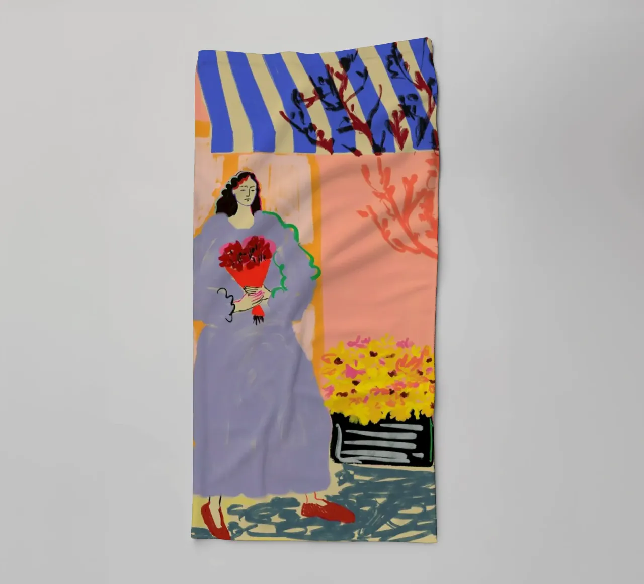 Flower Shopping towel by Sandra Poliakov