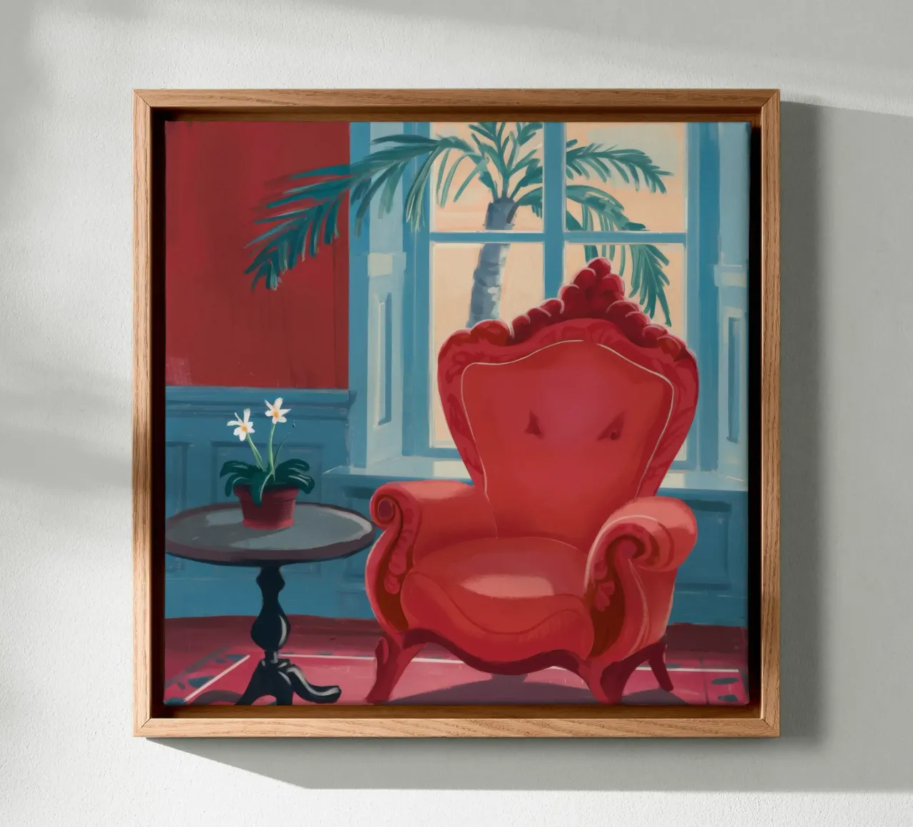 Velvet Wingback Solitude canvas with Floater frame by Pan Denim