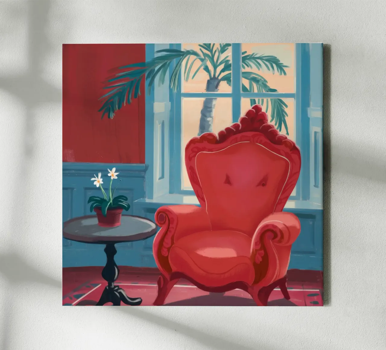 Velvet Wingback Solitude canvas with Floater frame by Pan Denim