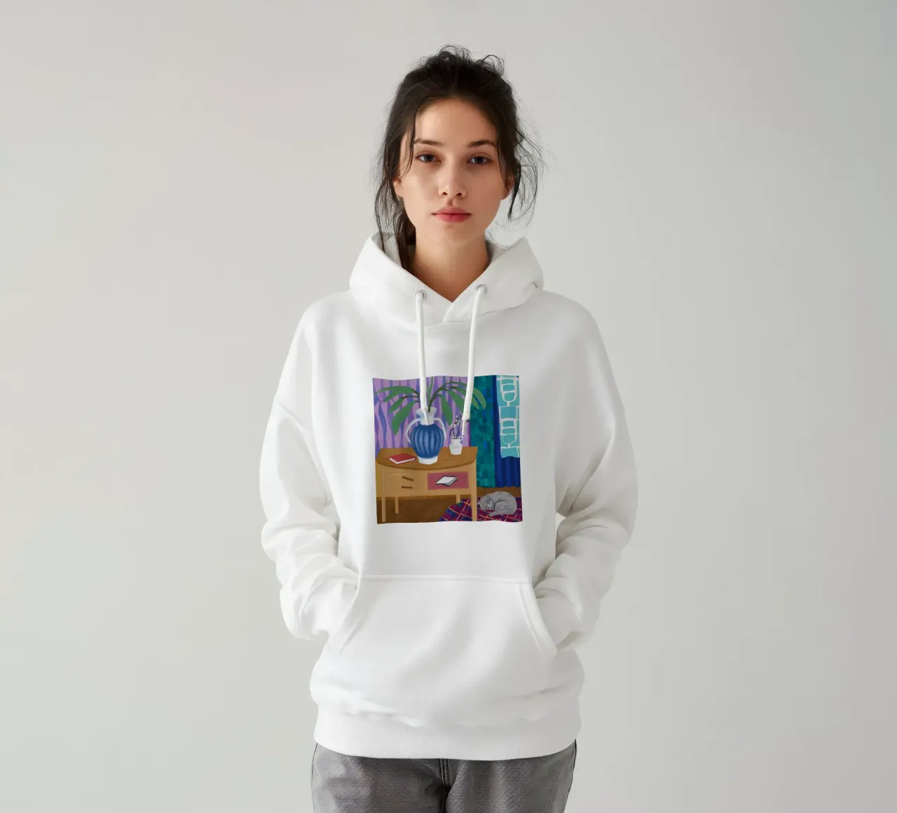 Chat endormi Stillness sweat à capuche de Pan Denim