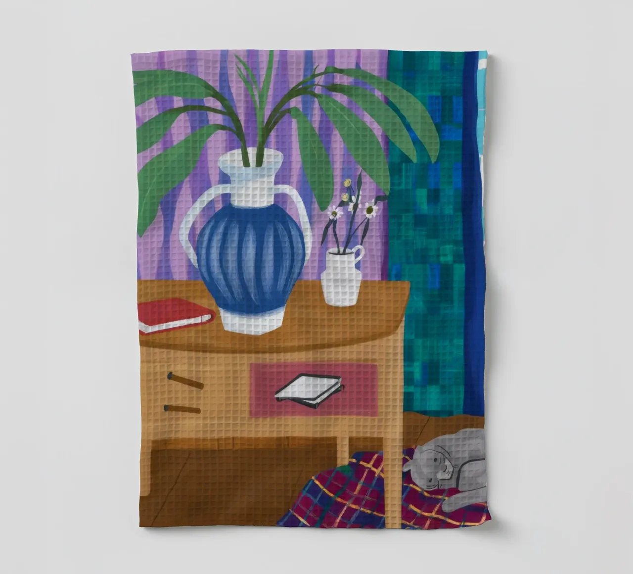Chat endormi Stillness torchon de Pan Denim