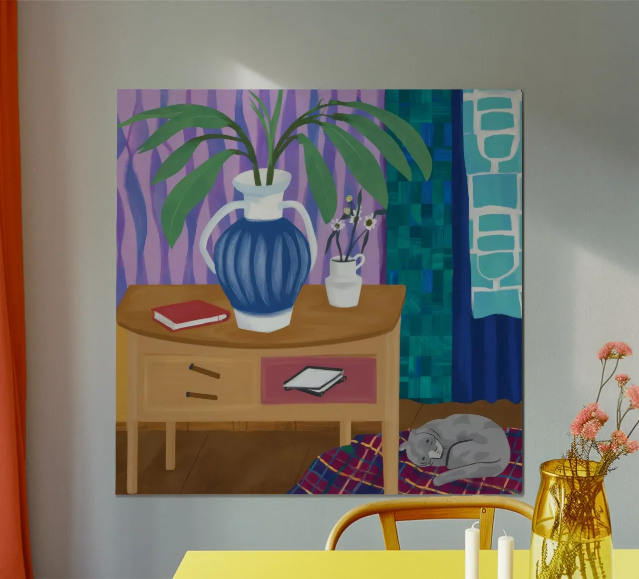 Gatto che dorme Immobile poster da Pan Denim
