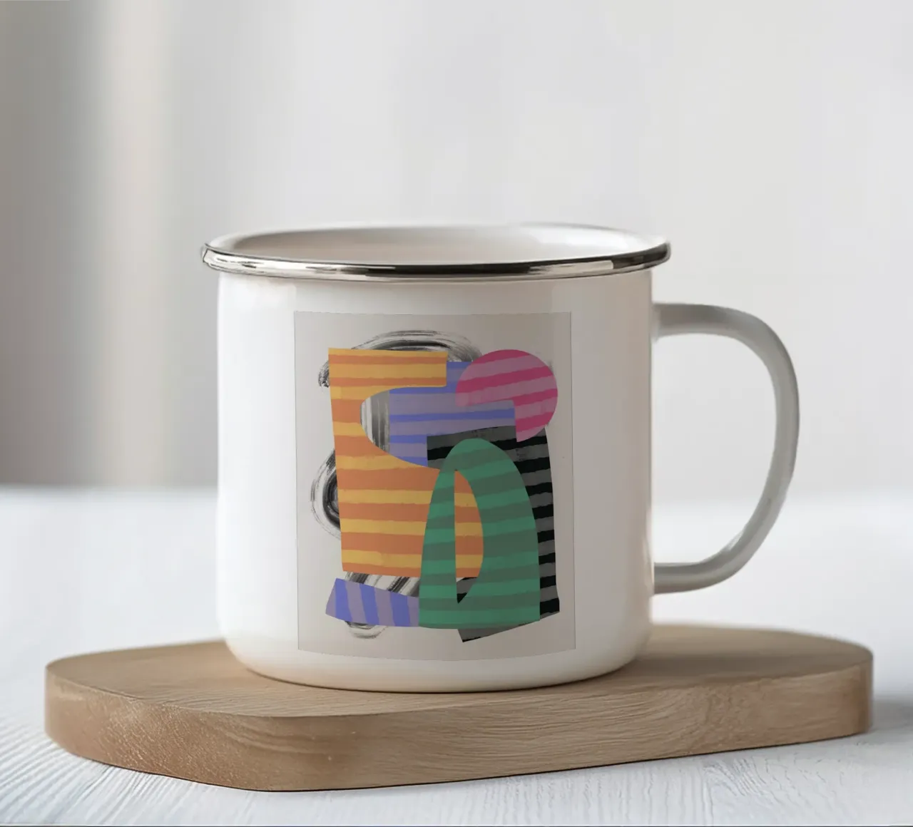 Playful shapes composition 10 enamel mug by Little Dean
