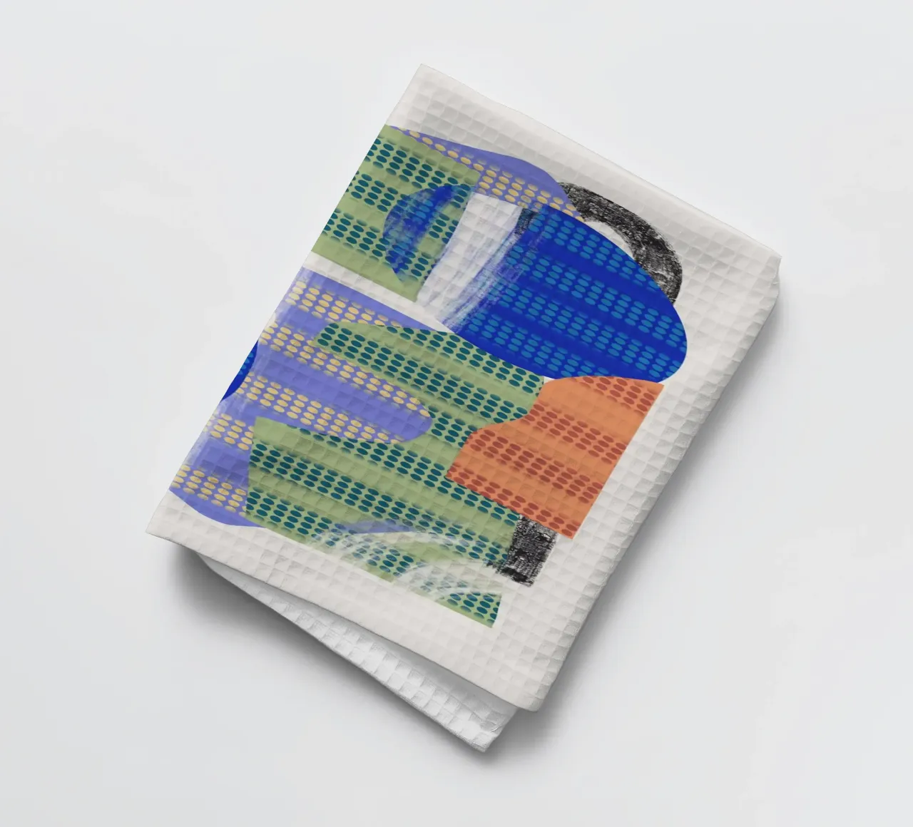 Playful shapes composition 11 tea towel by Little Dean