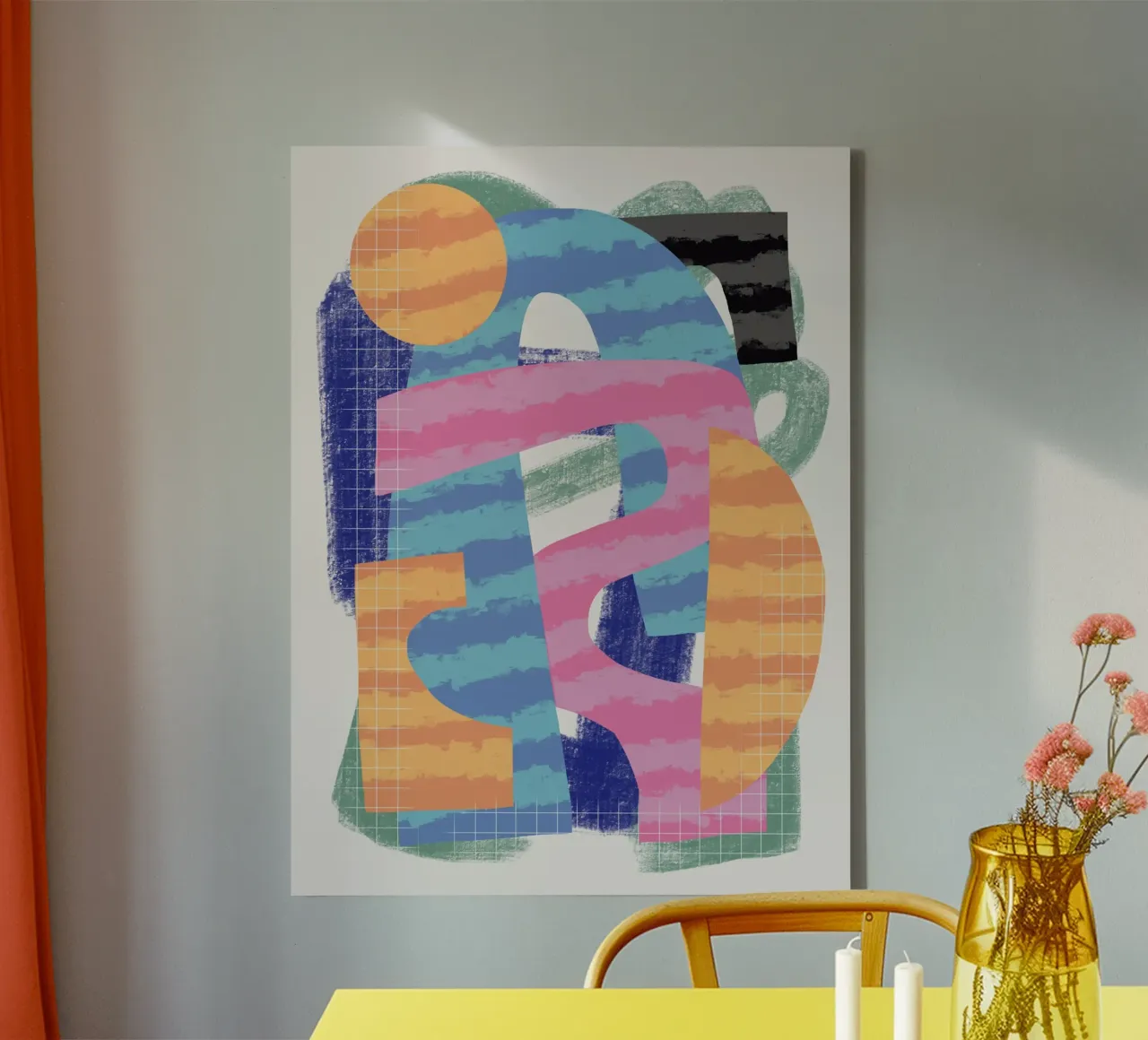 Composition de formes ludiques 13 toile avec Caisse américaine de Little Dean