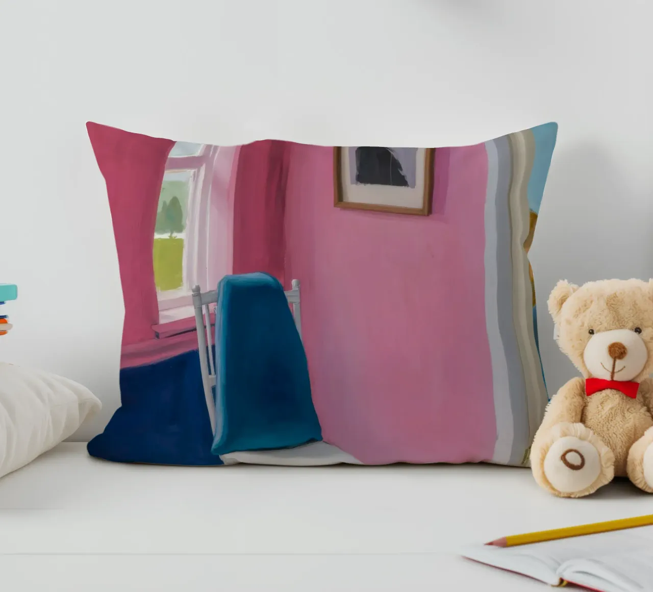 Sedia blu ad angolo cuscino da Pan Denim