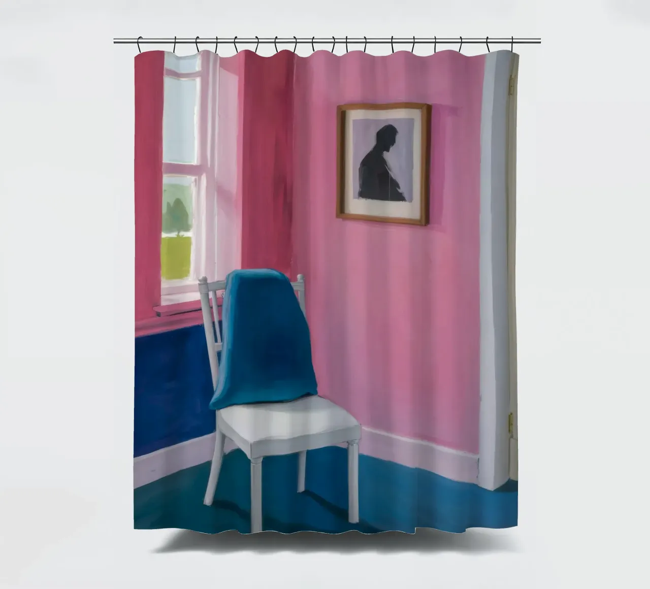 Blauer Stuhl Ecke Duschvorhang von Pan Denim