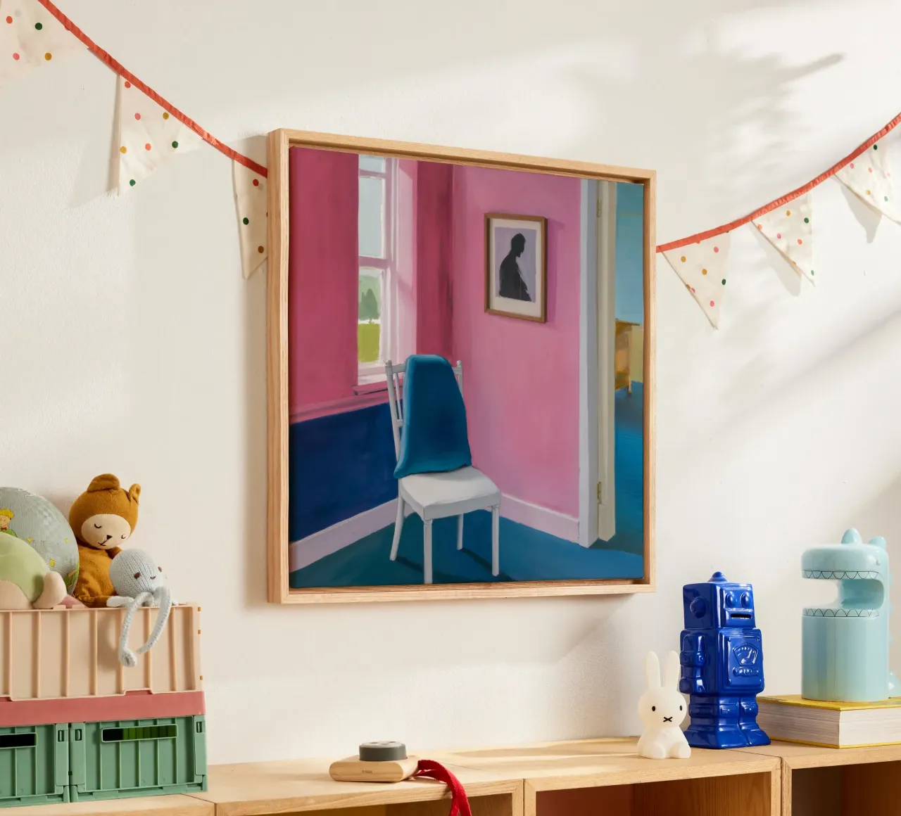 Sedia blu ad angolo tela da Pan Denim