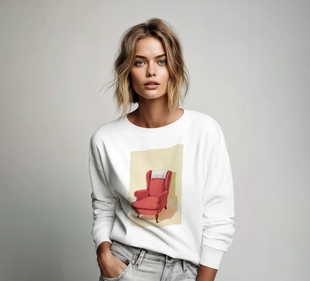 Studio con schienale cremisi felpa da Pan Denim