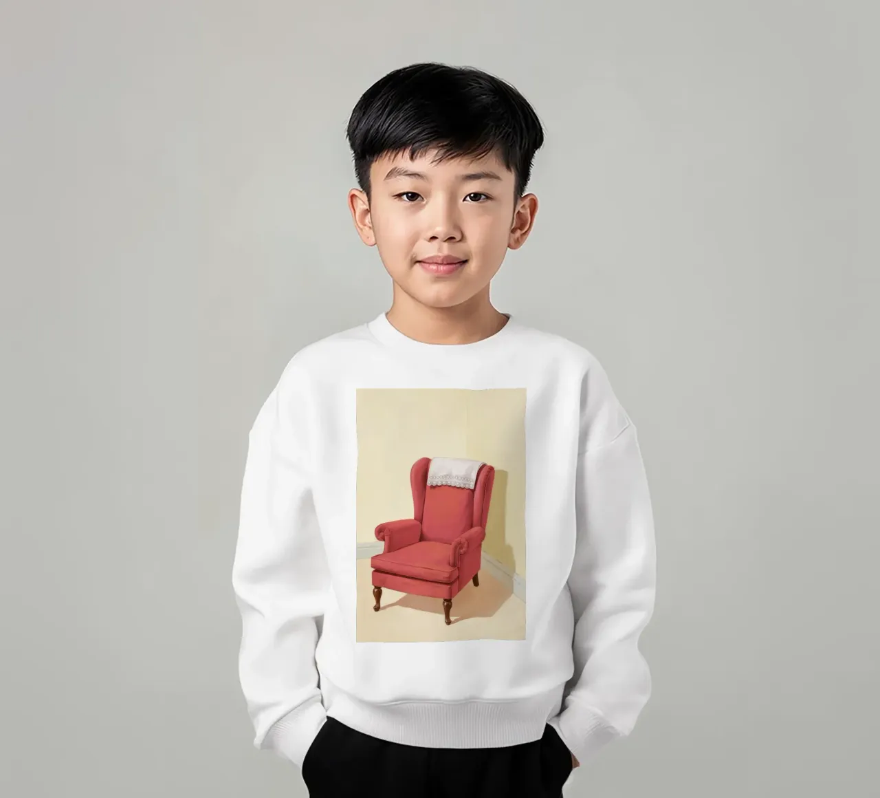 Studio con schienale cremisi felpa bambino da Pan Denim