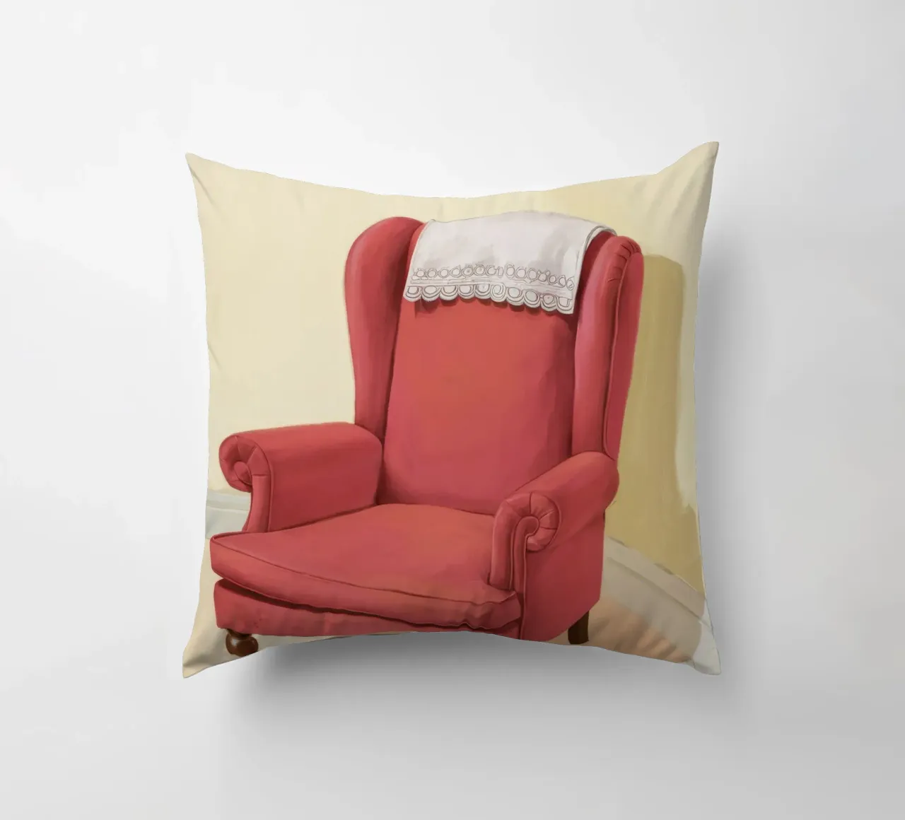 Studio con schienale cremisi cuscino da Pan Denim