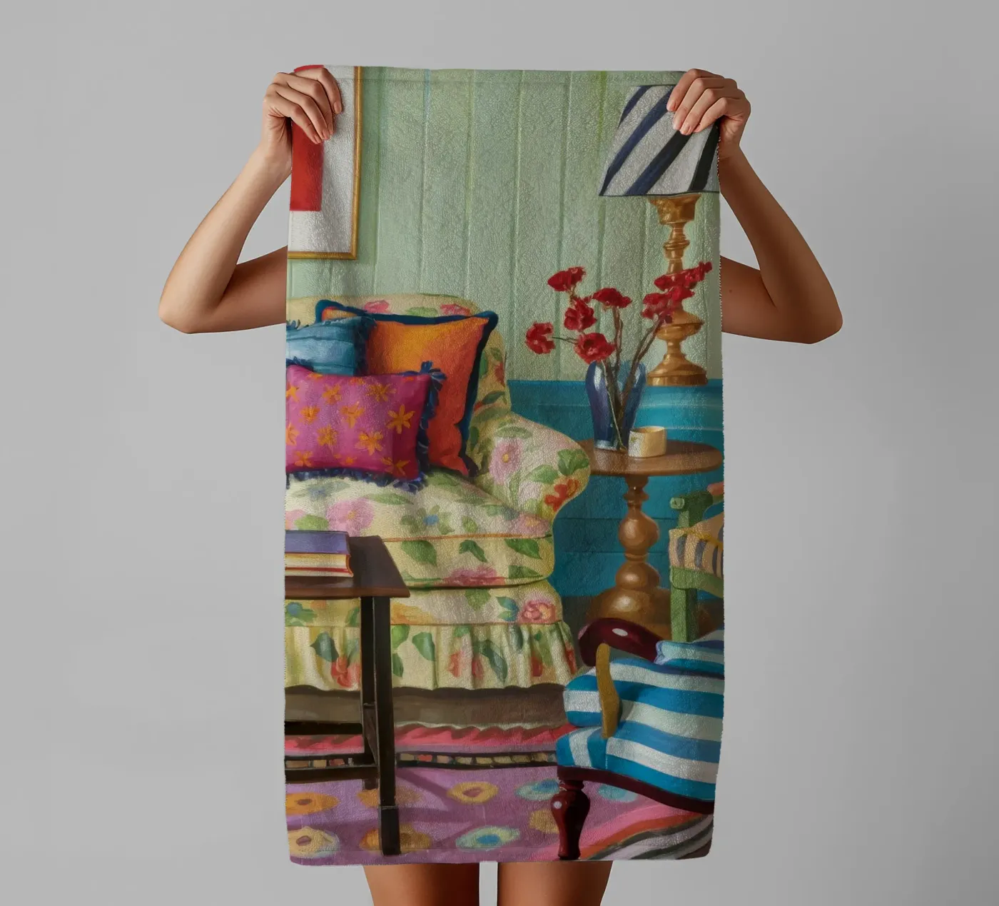 Parloir à motifs éclectiques serviette de bain de Pan Denim
