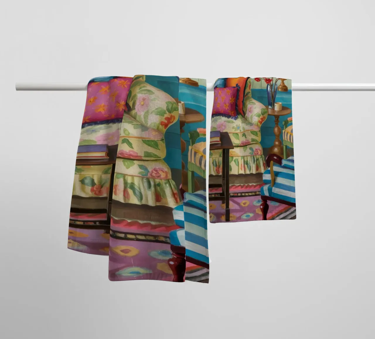Parloir à motifs éclectiques serviette de bain de Pan Denim