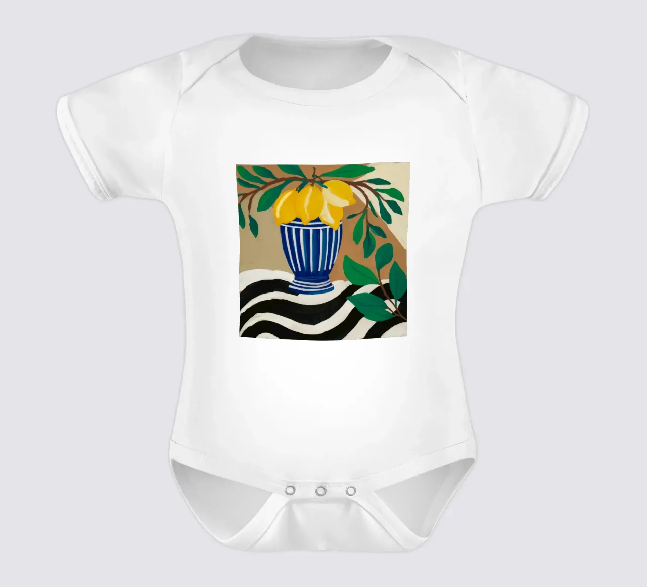 Agrumi in vaso a strisce body neonato maniche corte da Dawn Light