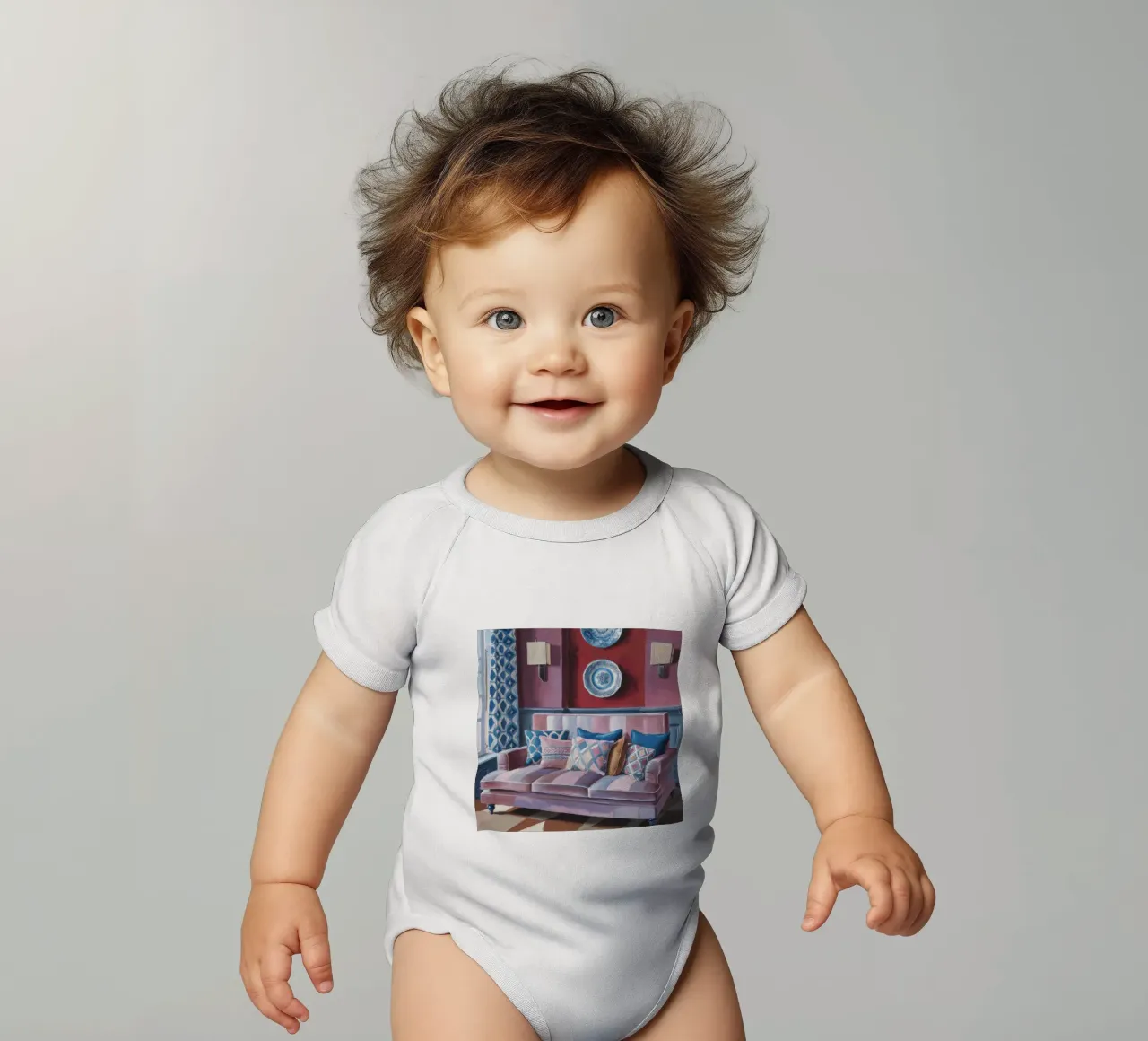 Divano in velluto Serenity body neonato maniche corte da Pan Denim