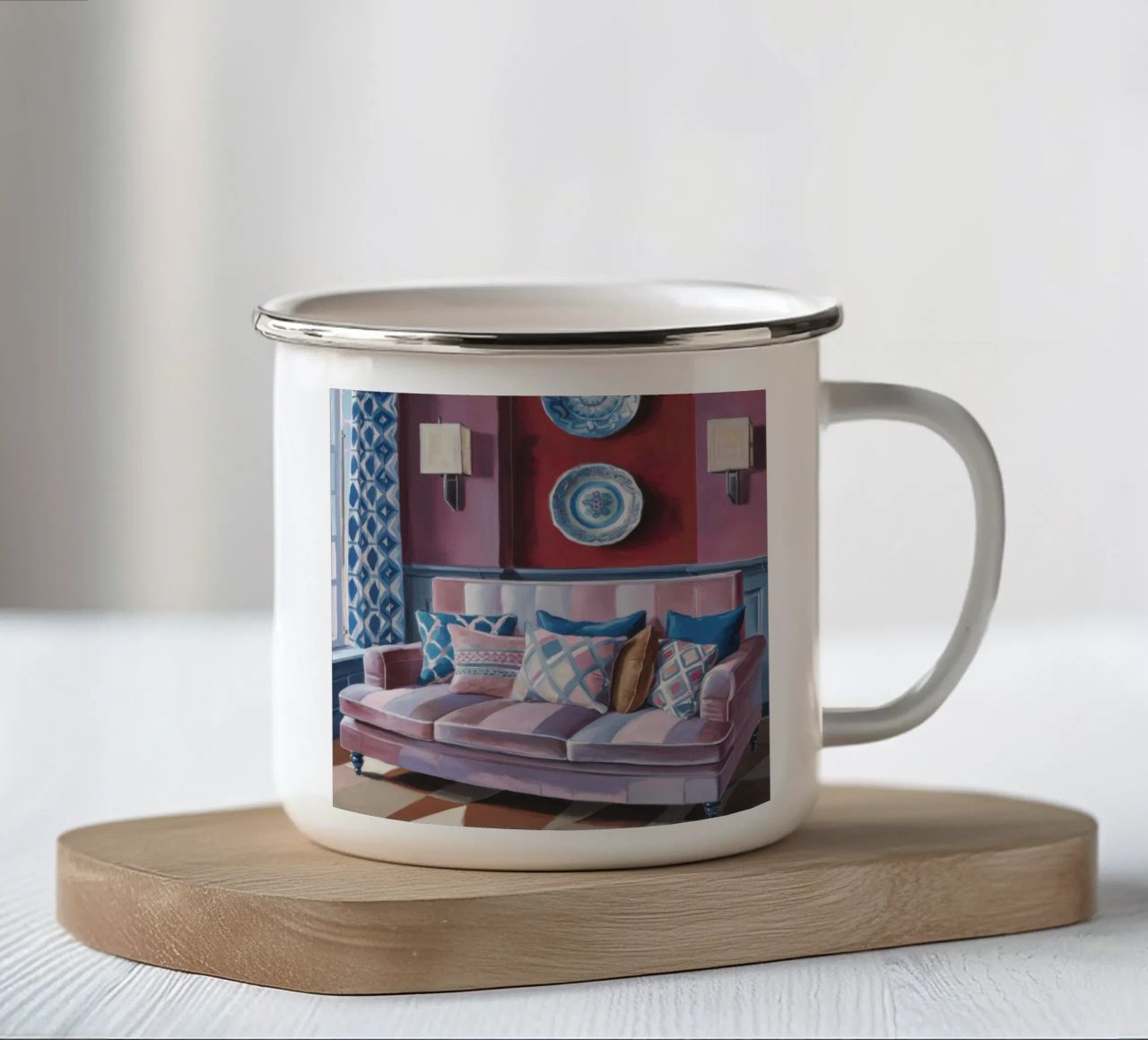 Divano in velluto Serenity tazza in smalto da Pan Denim