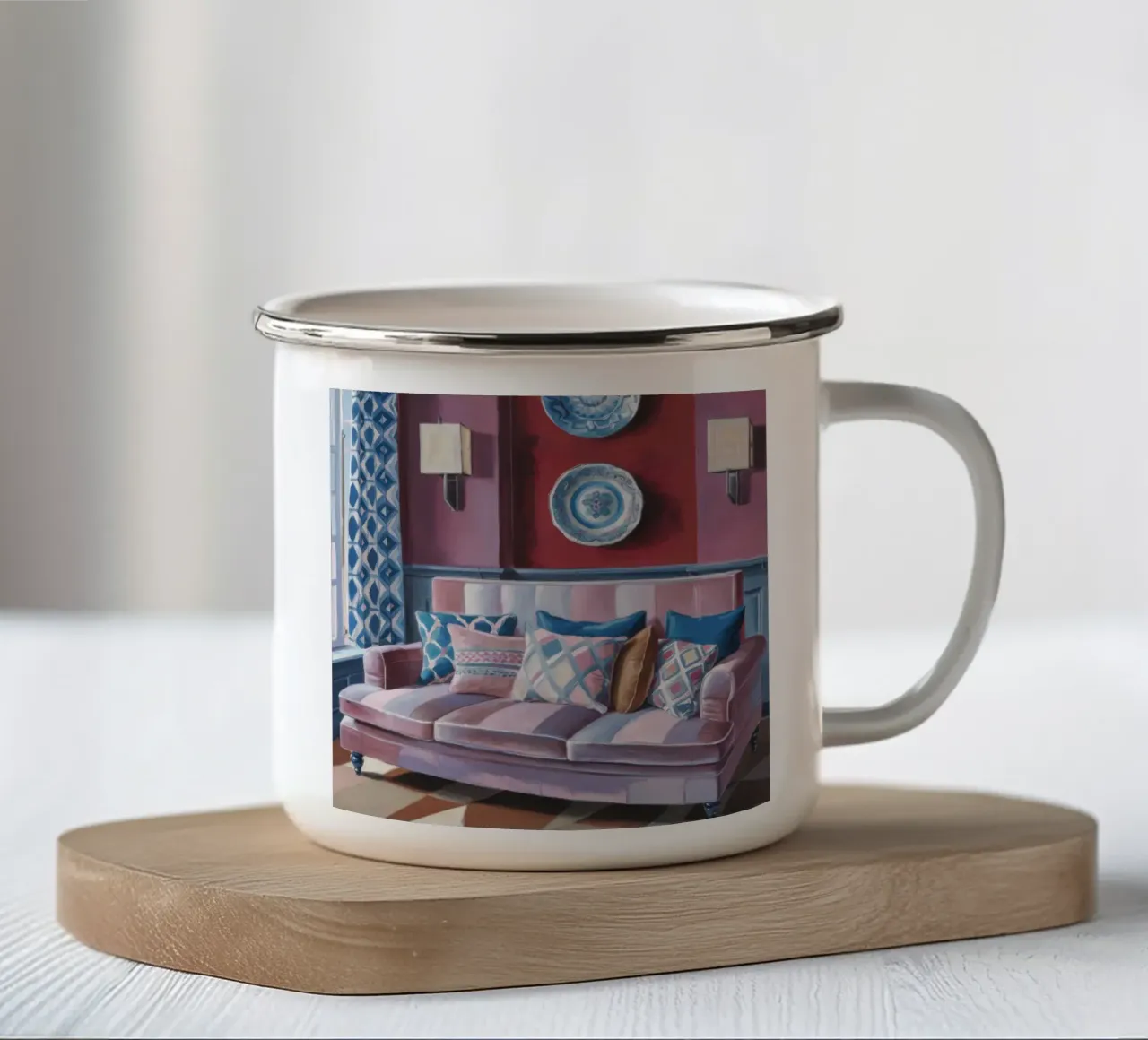 Sofá de terciopelo Serenity taza de esmalte de Pan Denim
