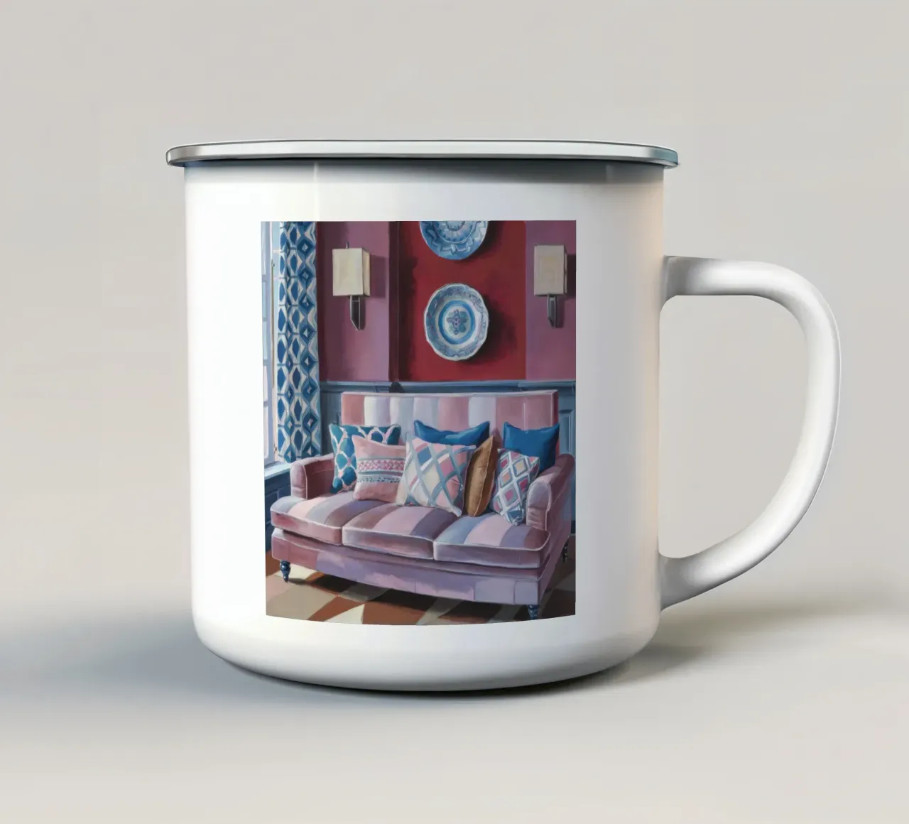 Sofá de terciopelo Serenity taza de esmalte de Pan Denim