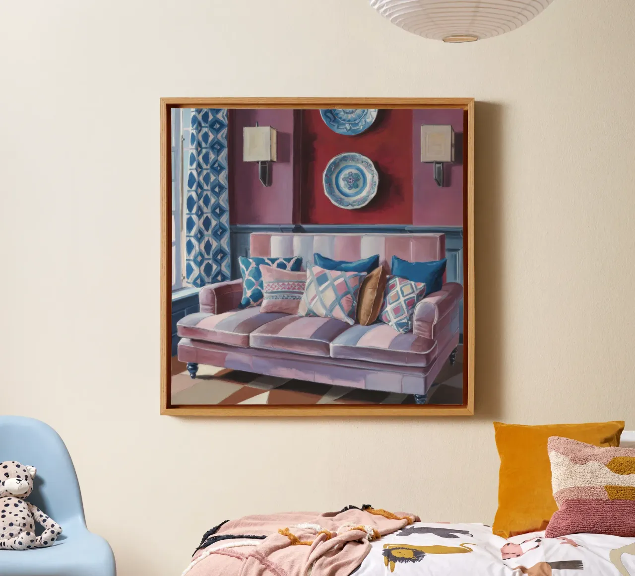 Divano in velluto Serenity tela con Cornice a cassetta da Pan Denim