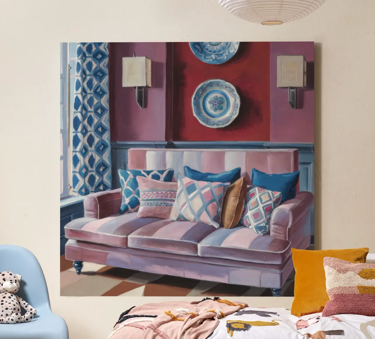 Divano in velluto Serenity tela con Cornice a cassetta da Pan Denim