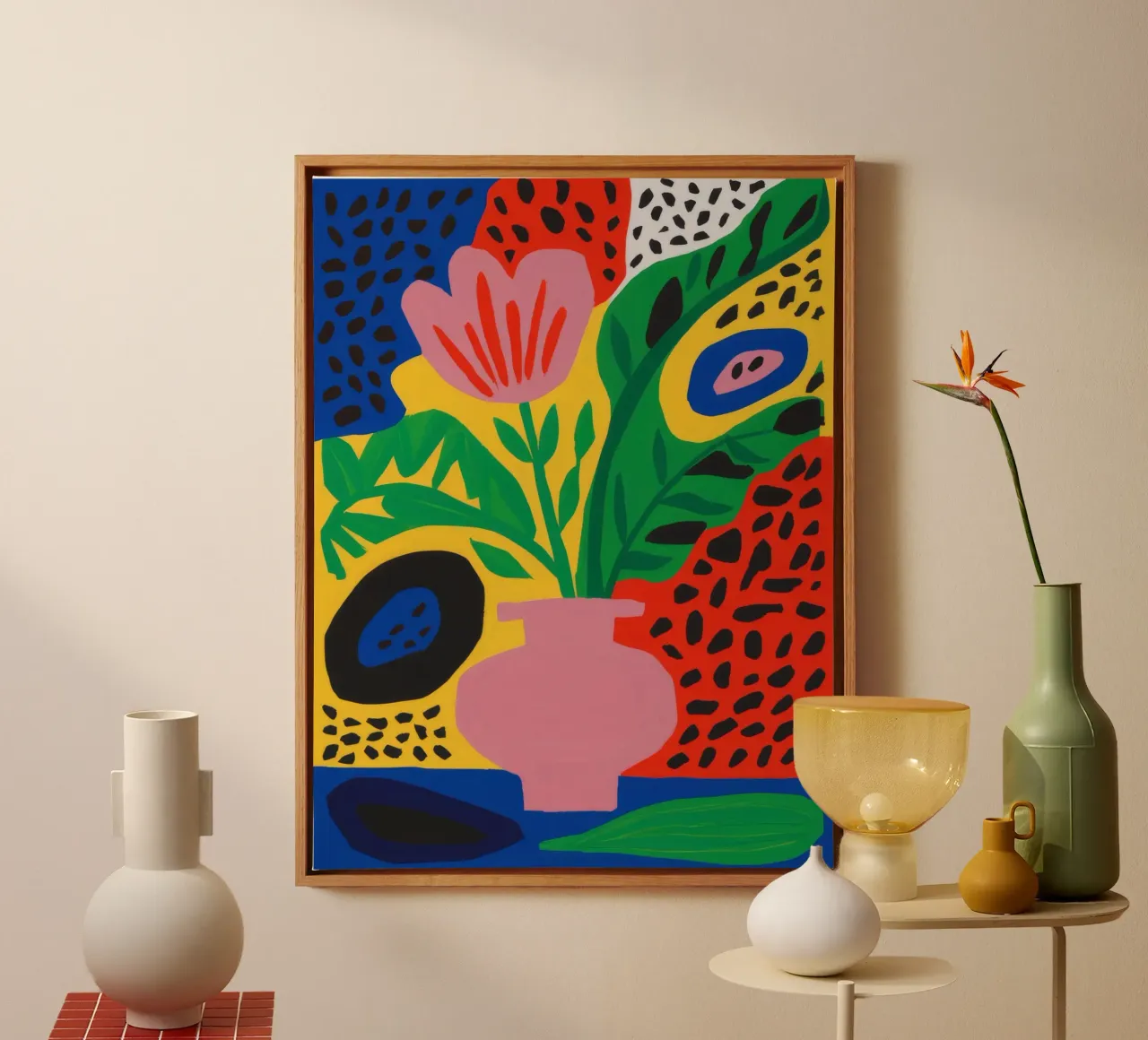 Speelse bloemblaadjespop canvas met Baklijst van Dawn Light
