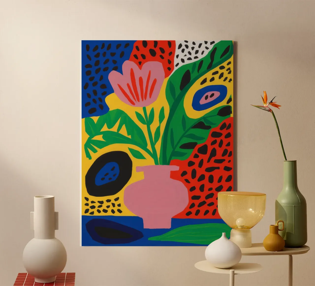 Speelse bloemblaadjespop canvas met Baklijst van Dawn Light