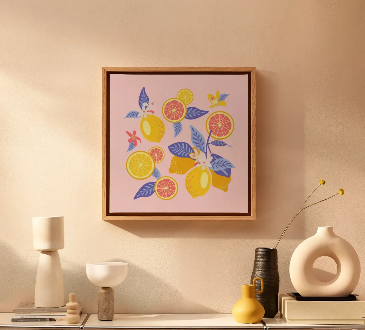 SONNENZITRONEN canvas met Baklijst van Anastasia Mattern