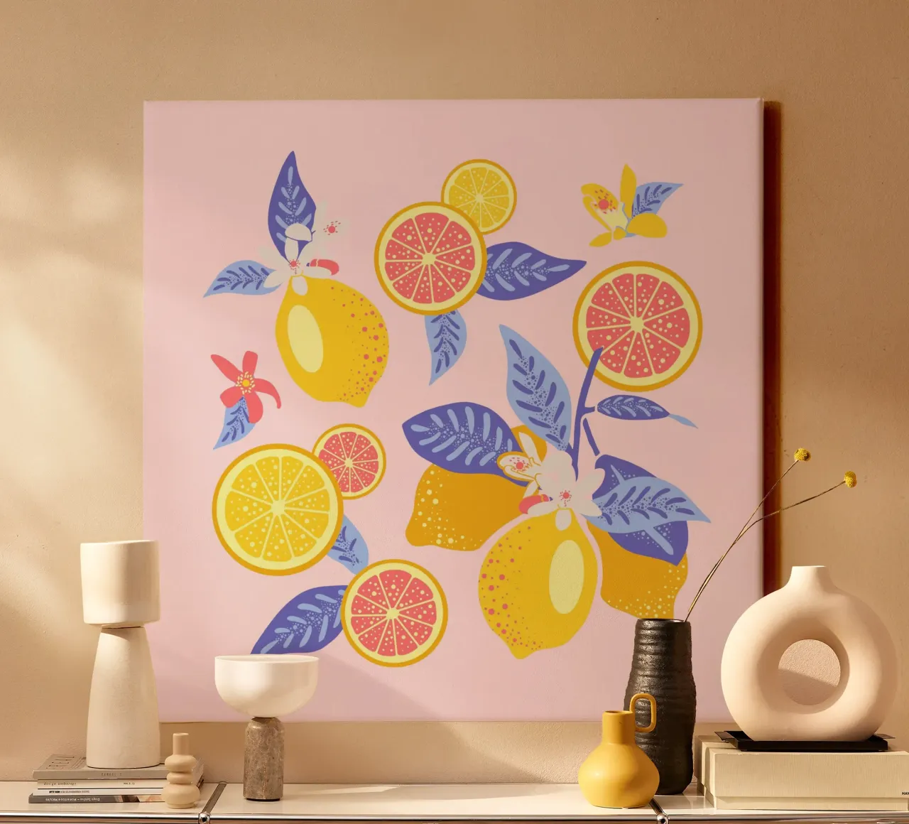 SONNENZITRONEN canvas met Baklijst van Anastasia Mattern