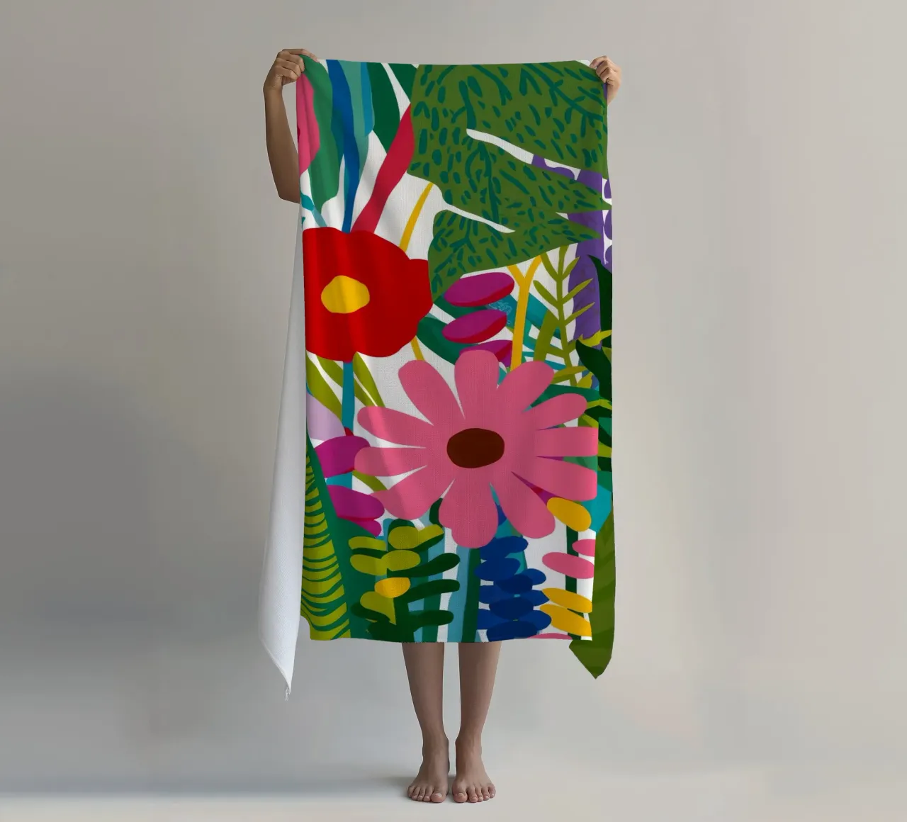 Vibrant Jungle Symphony beach towel by Fable Tempa