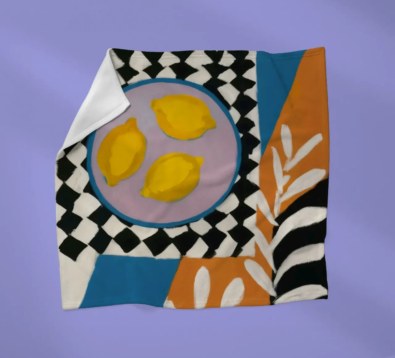 Checkerboard Citrus Pop fleece blanket by Dawn Light