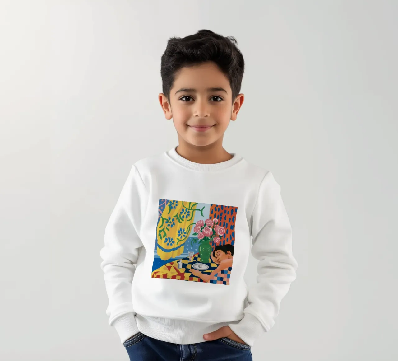 Checkered Dream Repose kids sweatshirt by Pan Denim