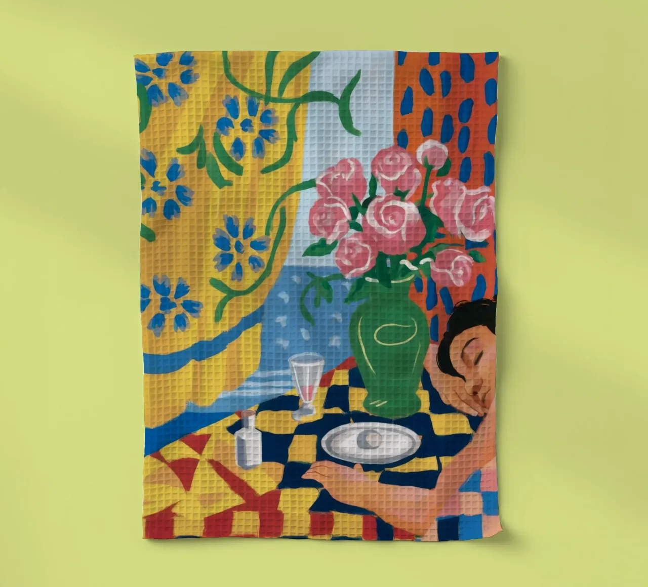 Checkered Dream Repose tea towel by Pan Denim