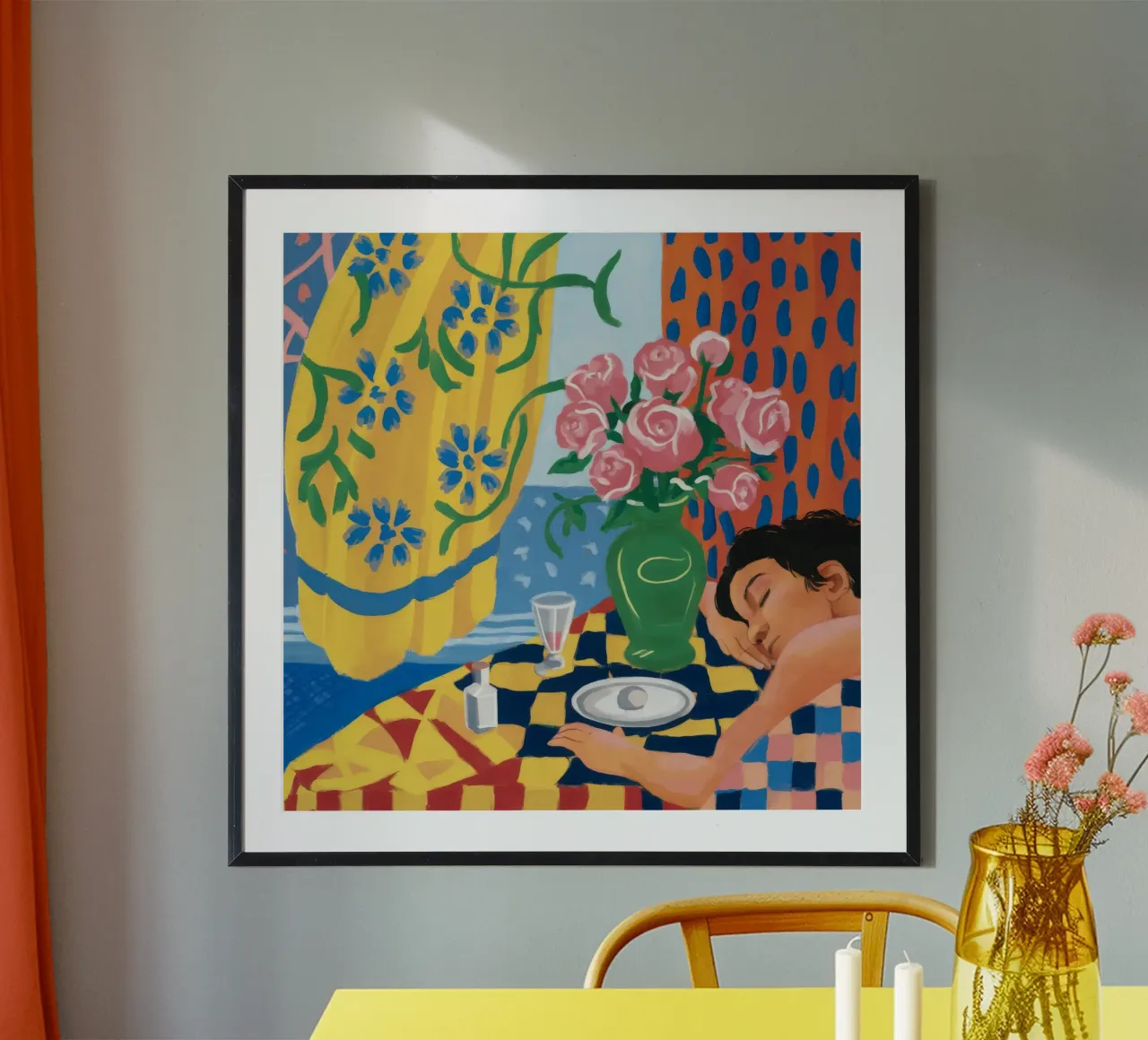 Sogno a scacchiera Riposo poster con telaio in plastica da Pan Denim