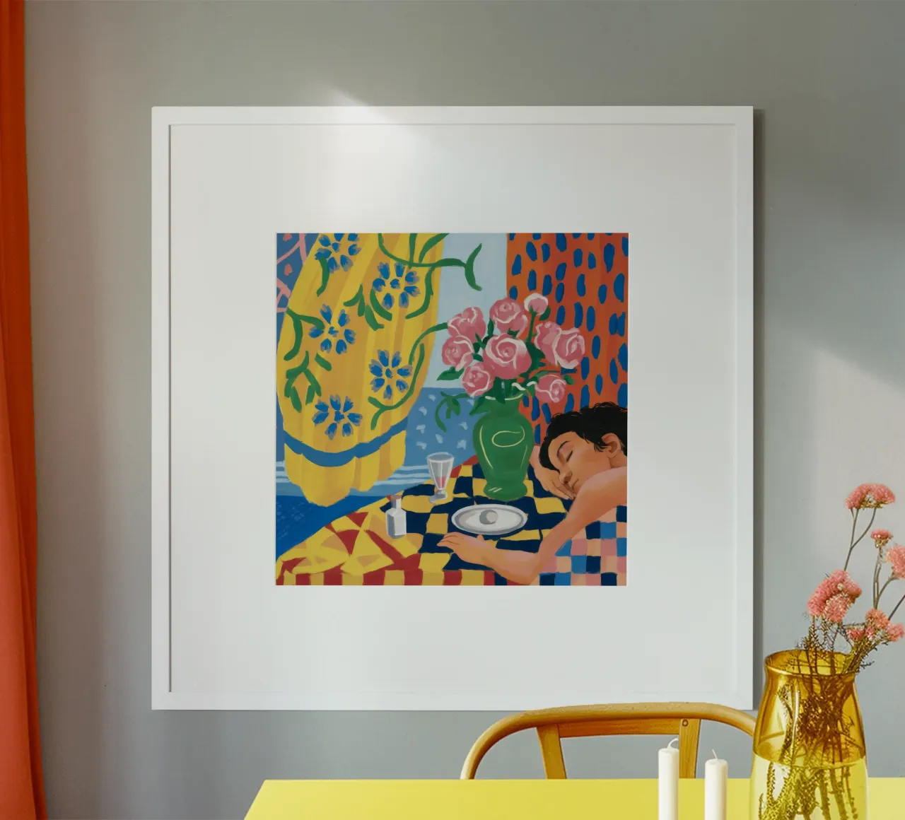 Sogno a scacchiera Riposo poster con telaio in plastica da Pan Denim