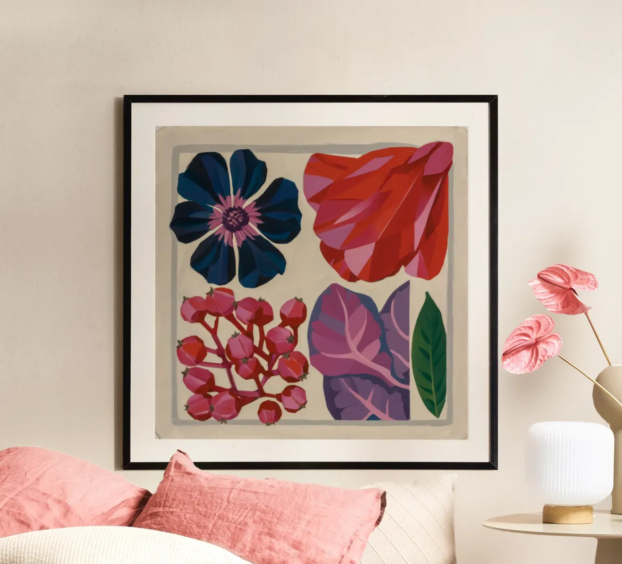 Grazia botanica decostruita poster con telaio in legno da Fable Tempa