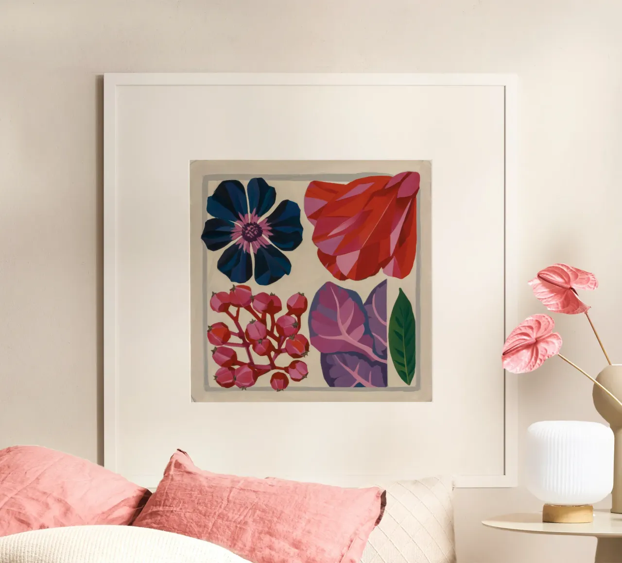 Grazia botanica decostruita poster con telaio in legno da Fable Tempa