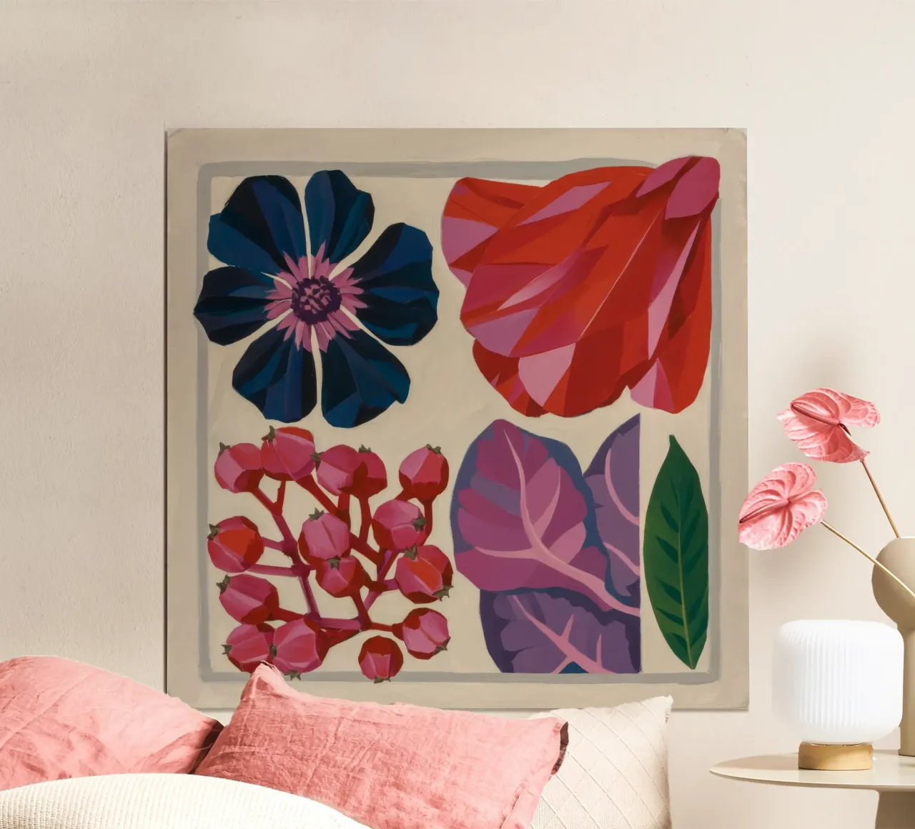 Grazia botanica decostruita poster con telaio in legno da Fable Tempa