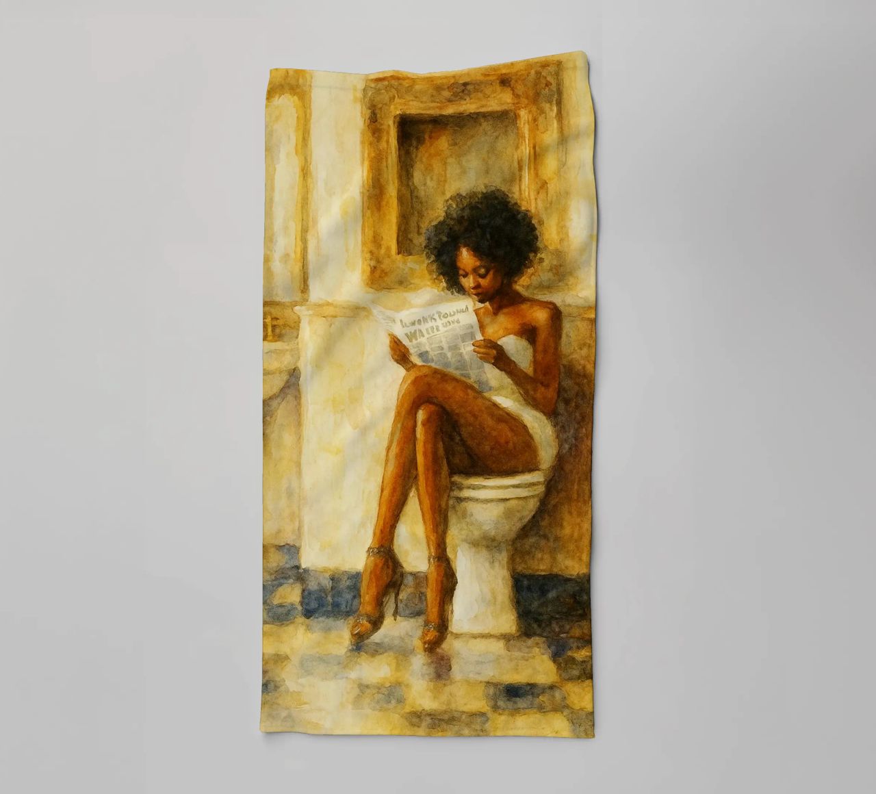 vrouwen in de badkamer grappig badhanddoek van pakazi