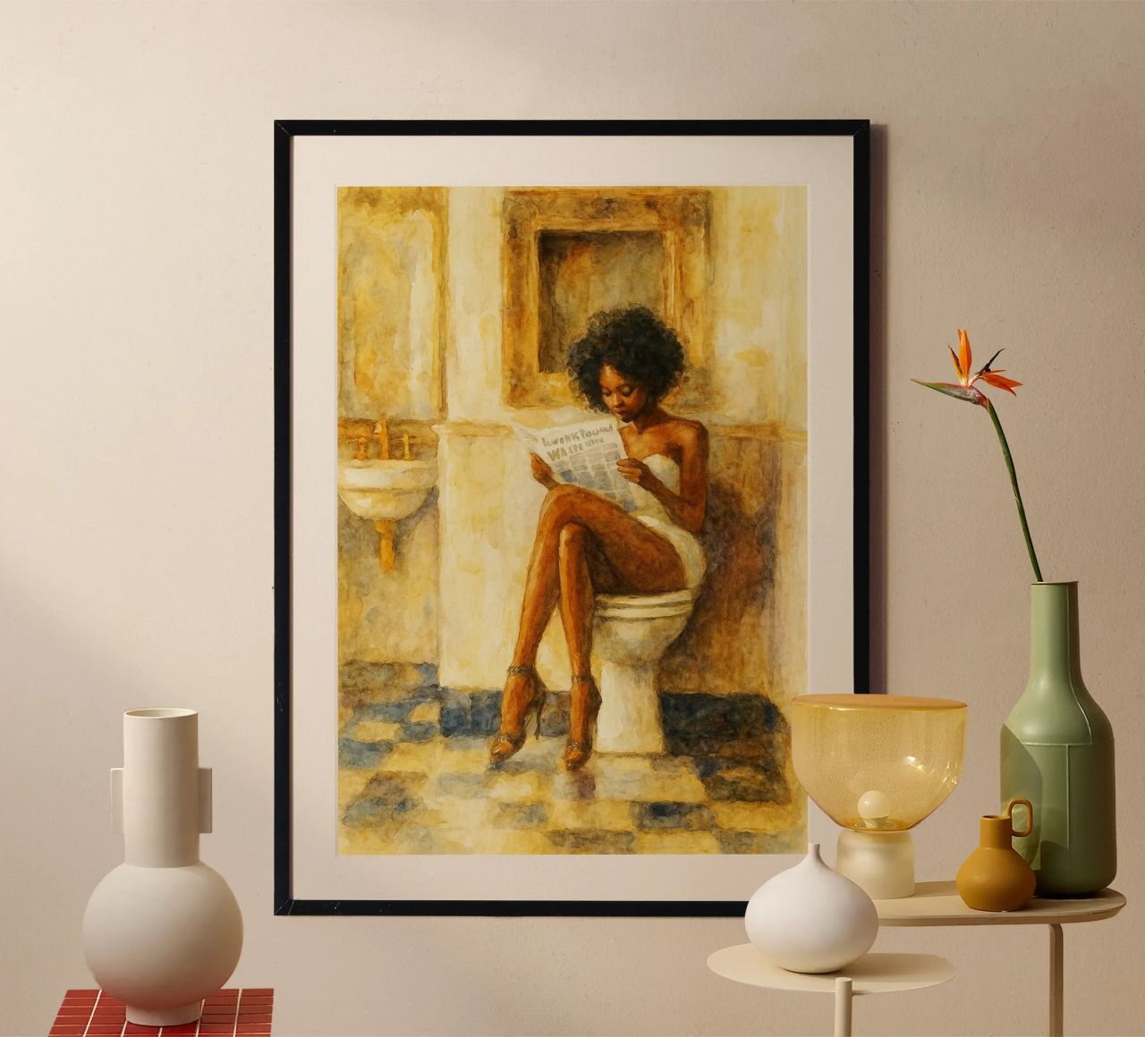 femmes dans la salle de bain drôle poster de pakazi