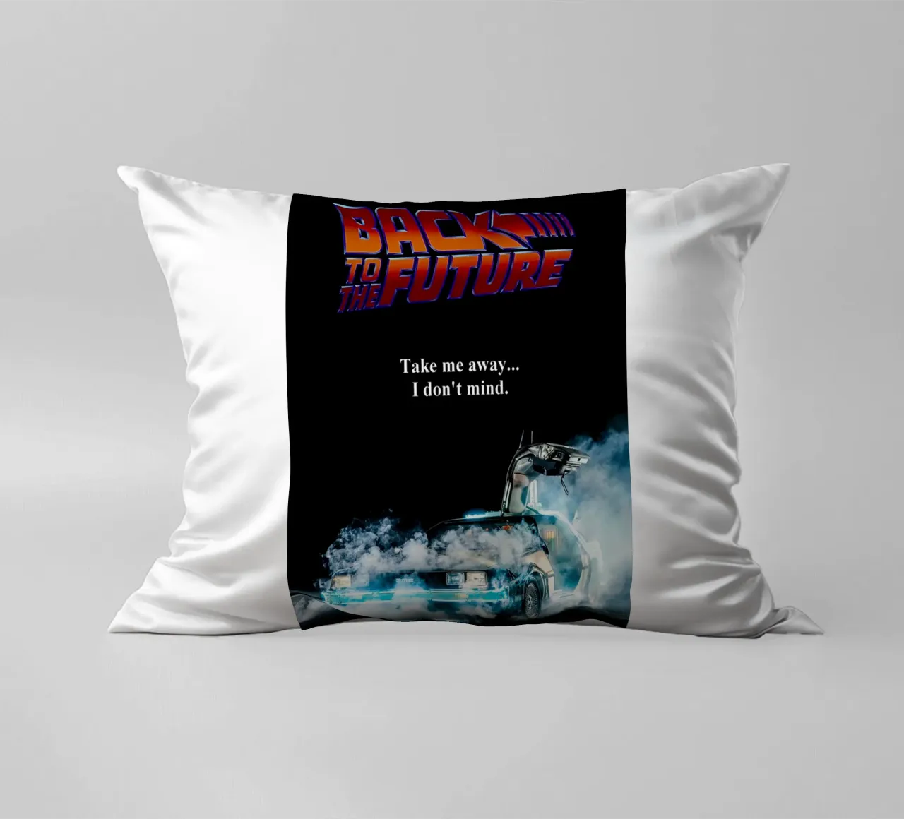 Take Me Away Back To The Future decorative cushion by yurdom