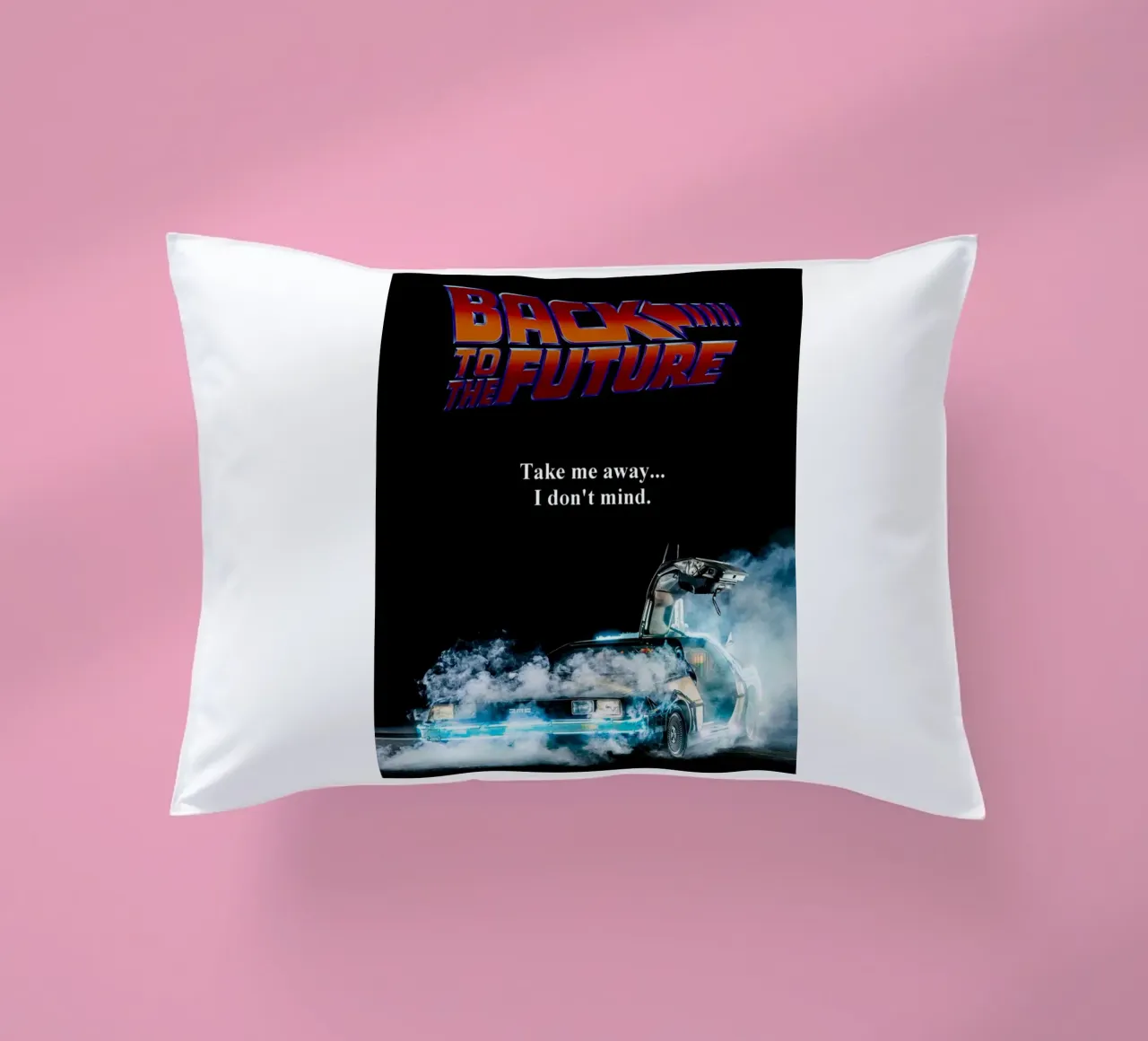 Take Me Away Back To The Future decorative cushion by yurdom