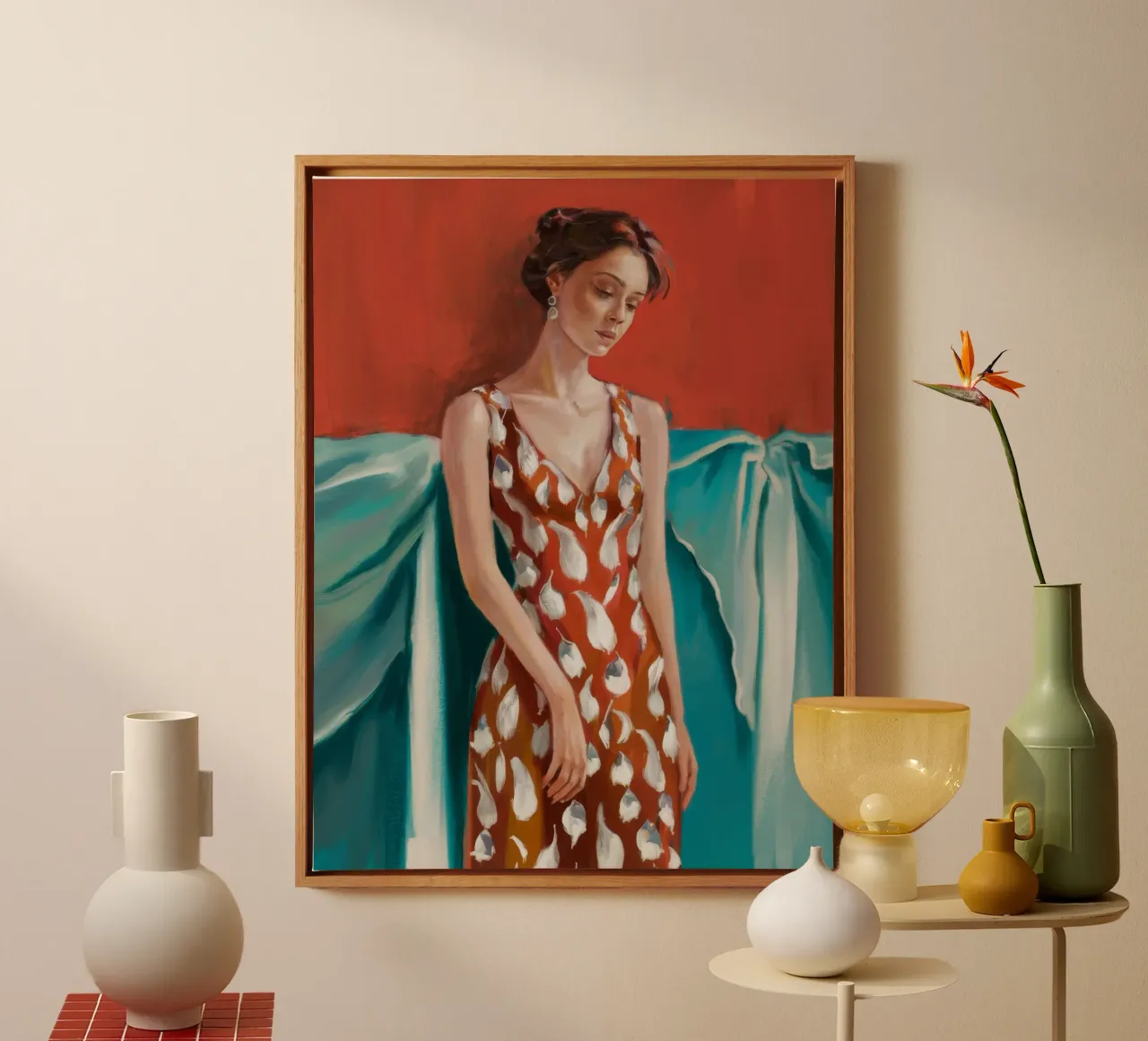 Scarlet Polka Poise tela con Cornice a cassetta da Fable Tempa