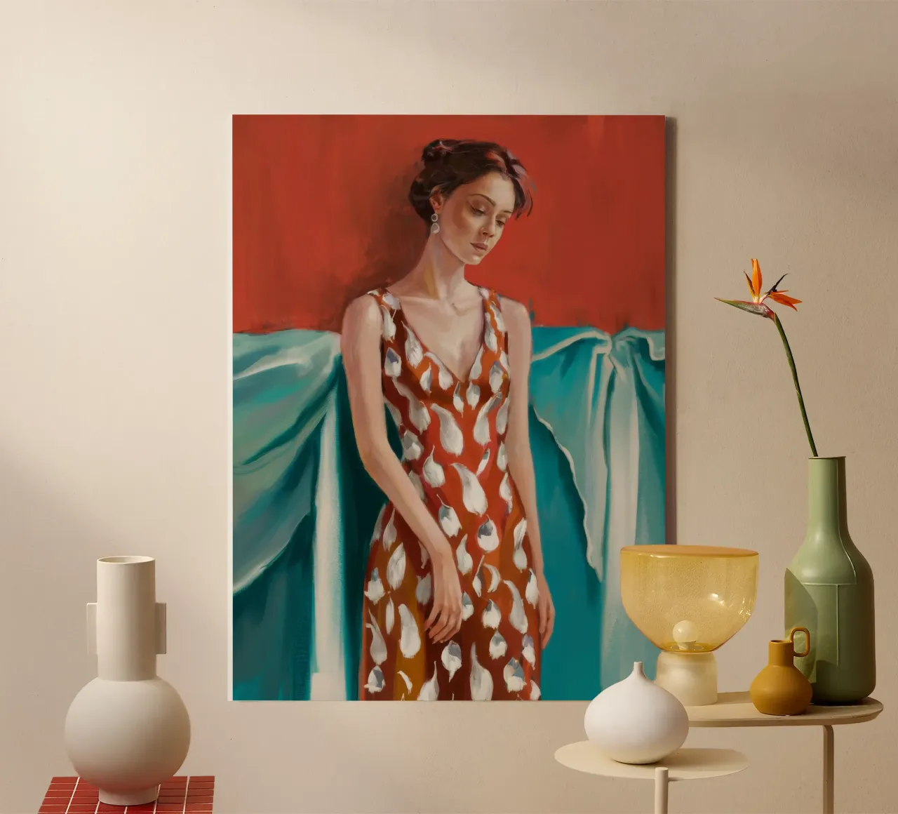 Scarlet Polka Poise tela con Cornice a cassetta da Fable Tempa