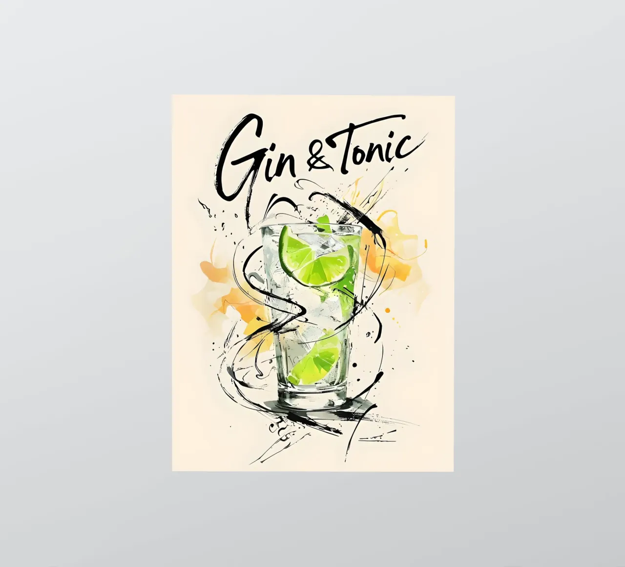 Gin e Tonic in acquerello adesivo da 🥝 KIWI STORE