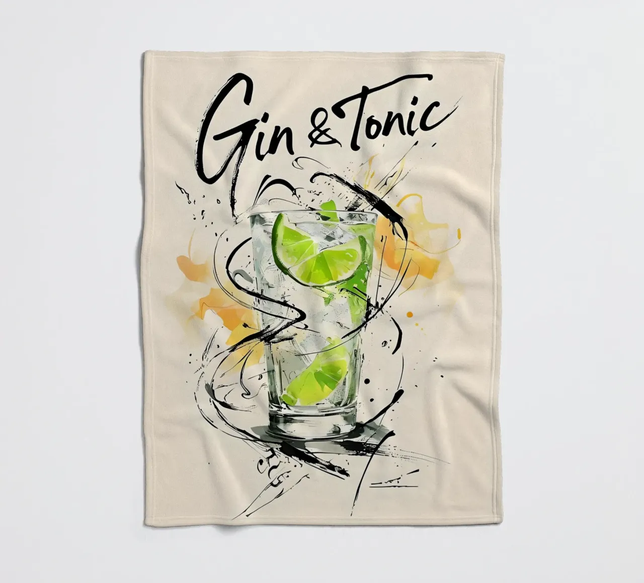 Gin e Tonic in acquerello coperta in pile da 🥝 KIWI STORE