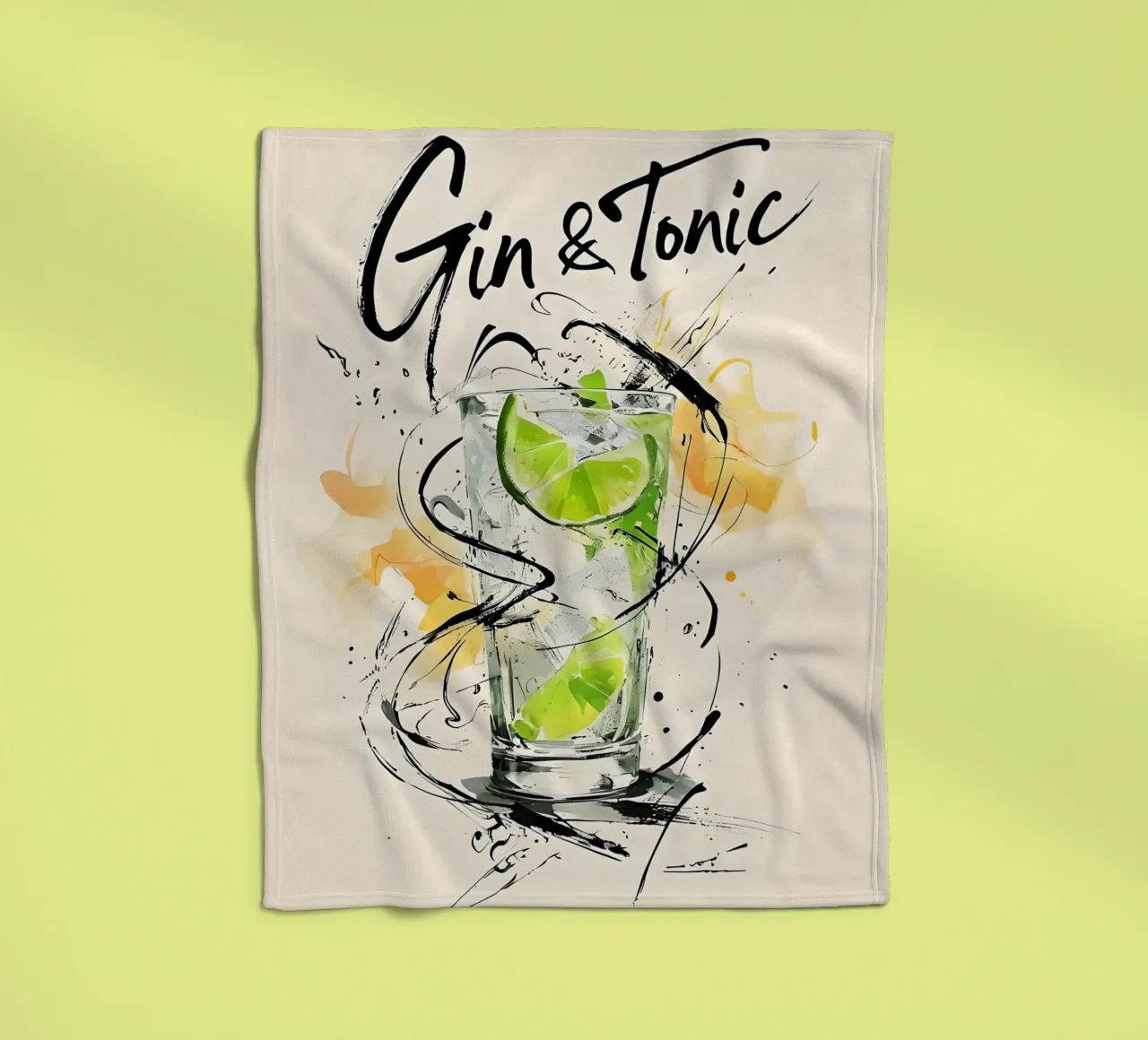 Gin e Tonic in acquerello coperta in pile da 🥝 KIWI STORE