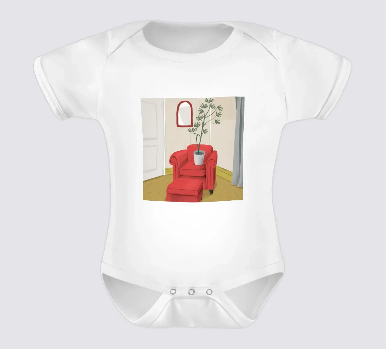 Tomato Plant Chair short-sleeve baby romper by Pan Denim